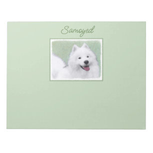 Samoyed Painting - Cute Original Dog Art Notepad