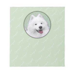 Samoyed Painting - Cute Original Dog Art Notepad