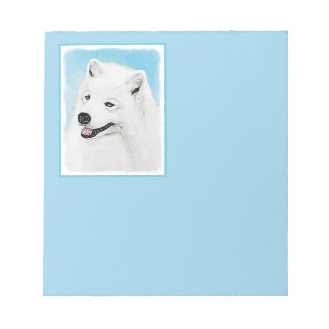 Samoyed Painting - Cute Original Dog Art Notepad (Front)