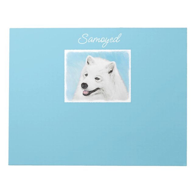 Samoyed Painting - Cute Original Dog Art Notepad (Front)