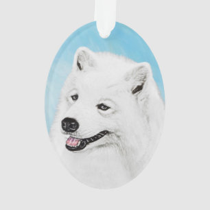 Samoyed Painting - Cute Original Dog Art Ornament