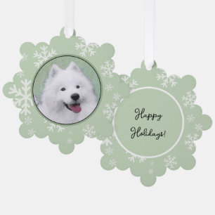 Samoyed Painting - Cute Original Dog Art Ornament Card