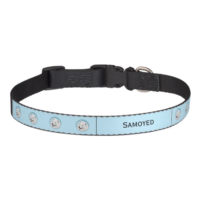 Samoyed Painting - Cute Original Dog Art Pet Collar (Front)