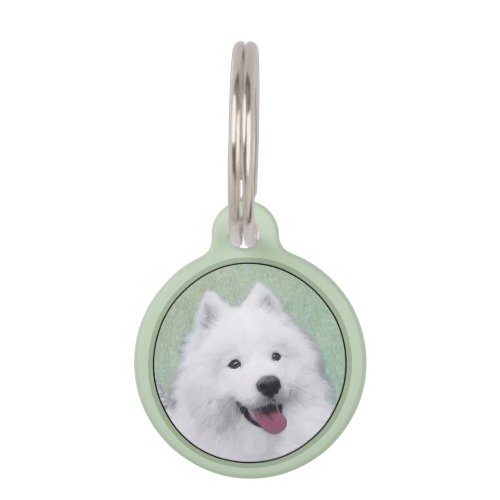 Samoyed Painting _ Cute Original Dog Art Pet ID Tag