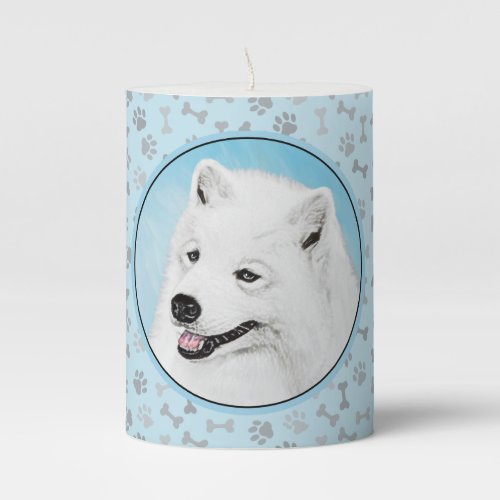 Samoyed Painting _ Cute Original Dog Art Pillar Candle