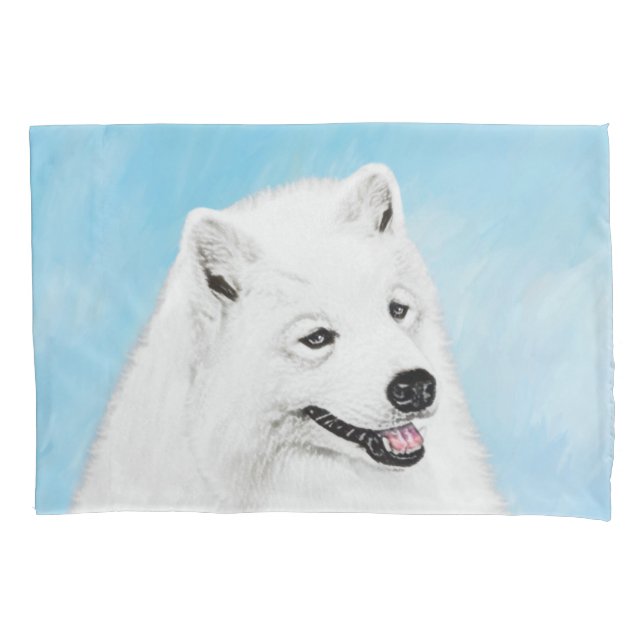 Samoyed Painting - Cute Original Dog Art Pillow Case (Front)