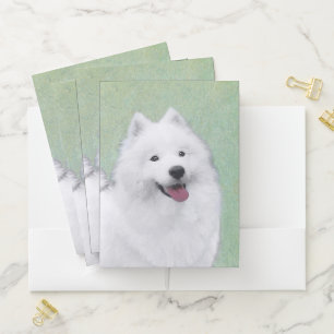 Samoyed Painting - Cute Original Dog Art Pocket Folder