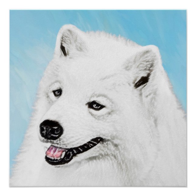 Samoyed Painting - Cute Original Dog Art Poster (Front)