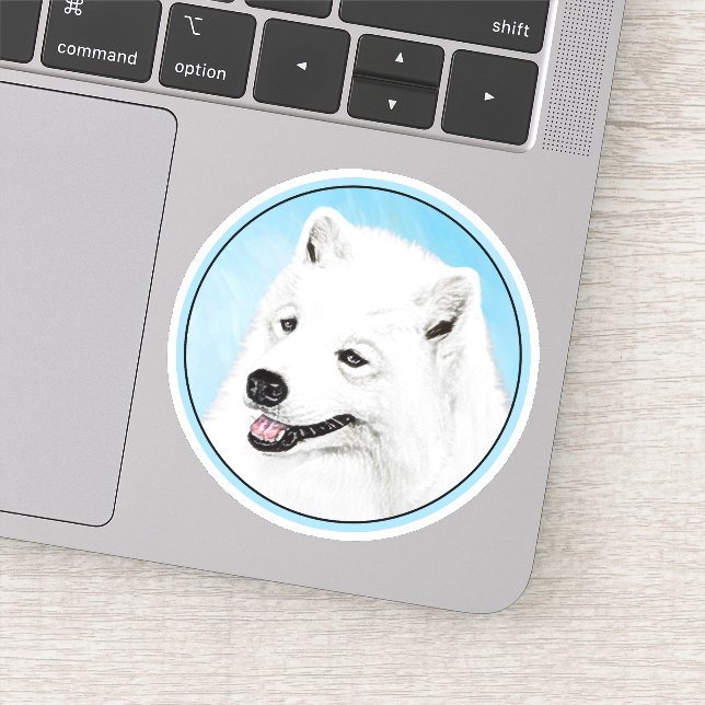 Samoyed Painting - Cute Original Dog Art Sticker (Detail)