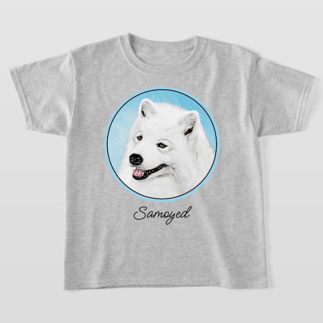 Samoyed Painting - Cute Original Dog Art T-Shirt (Laydown)