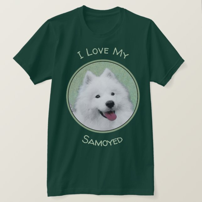 Samoyed Painting - Cute Original Dog Art T-Shirt (Design Front)