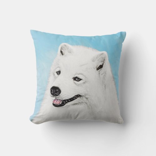 Samoyed Painting _ Cute Original Dog Art Throw Pillow