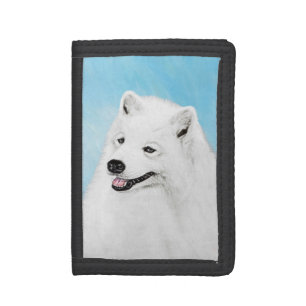 Samoyed Painting - Cute Original Dog Art Trifold Wallet