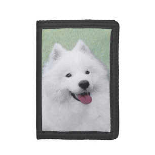 Samoyed Painting - Cute Original Dog Art Trifold Wallet