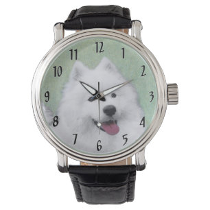 Samoyed Painting - Cute Original Dog Art Watch