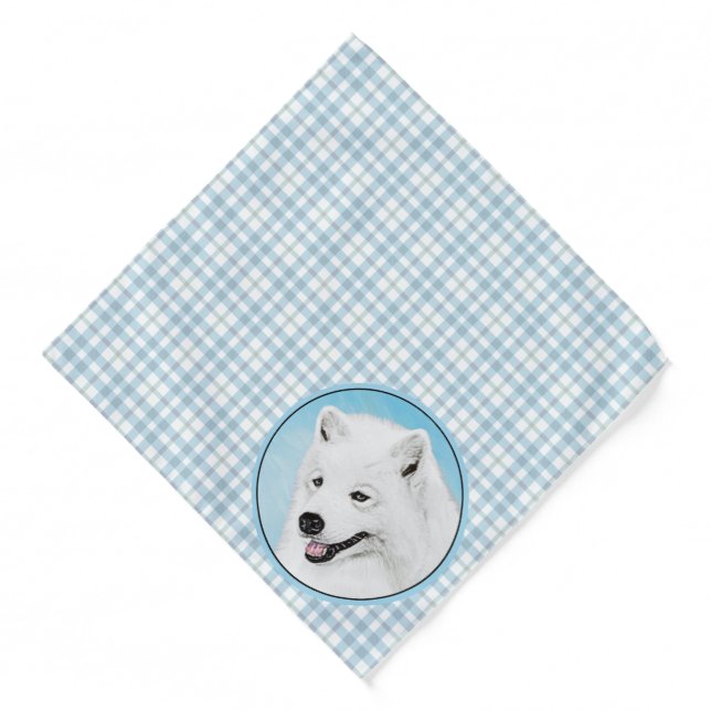 Samoyed Painting White Cute Original Pet Dog Art Bandana (Front)