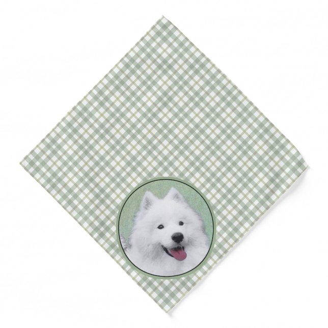 Samoyed Painting White Cute Original Pet Dog Art Bandana (Front)