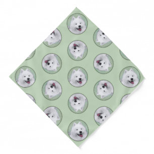 Samoyed Painting White Cute Original Pet Dog Art Bandana