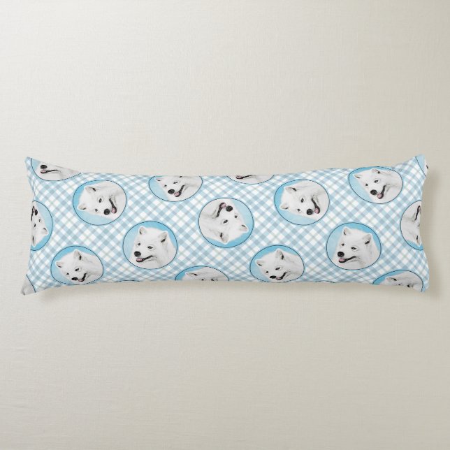 Samoyed Painting White Cute Original Pet Dog Art Body Pillow (Front)