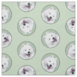 Samoyed Painting White Cute Original Pet Dog Art Fabric