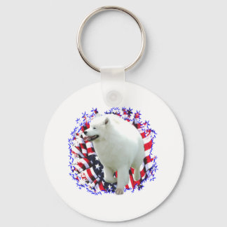 Samoyed Patriot Keychain