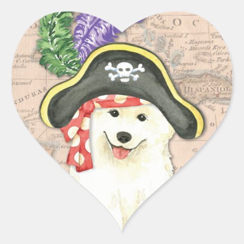 Samoyed Pirate Heart Sticker