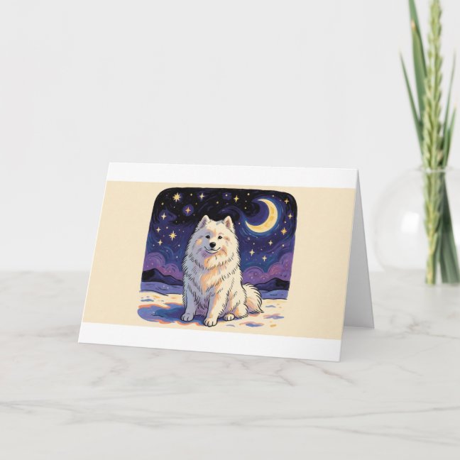 Samoyed Polar Star Night Greeting Card