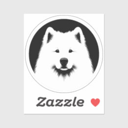 Samoyed Pop Art Classic Round Sticker Black White