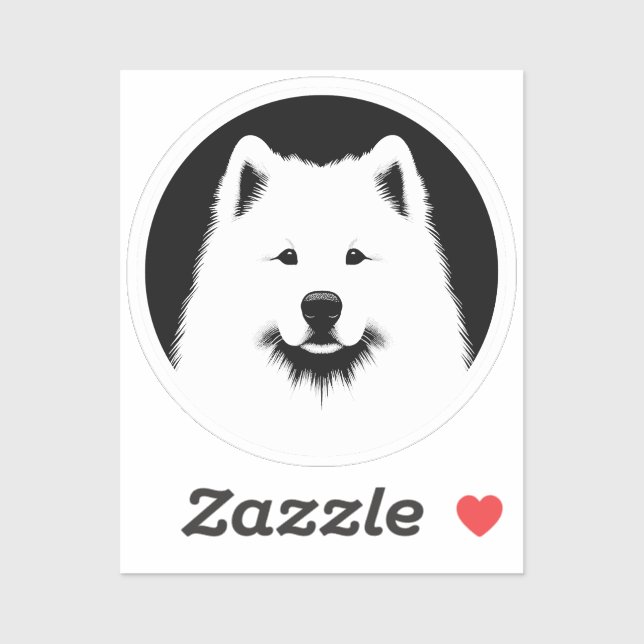 Samoyed Pop Art Classic Round Sticker Black White (Sheet)