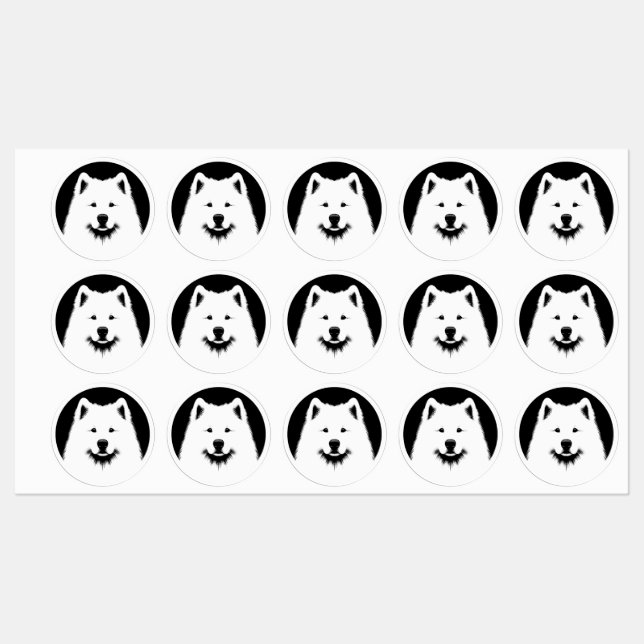 Samoyed Pop Art Fun & Chic Black & White Labels (Sheet)