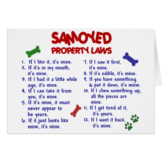 SAMOYED Property Laws 2 Cards (Front Horizontal)