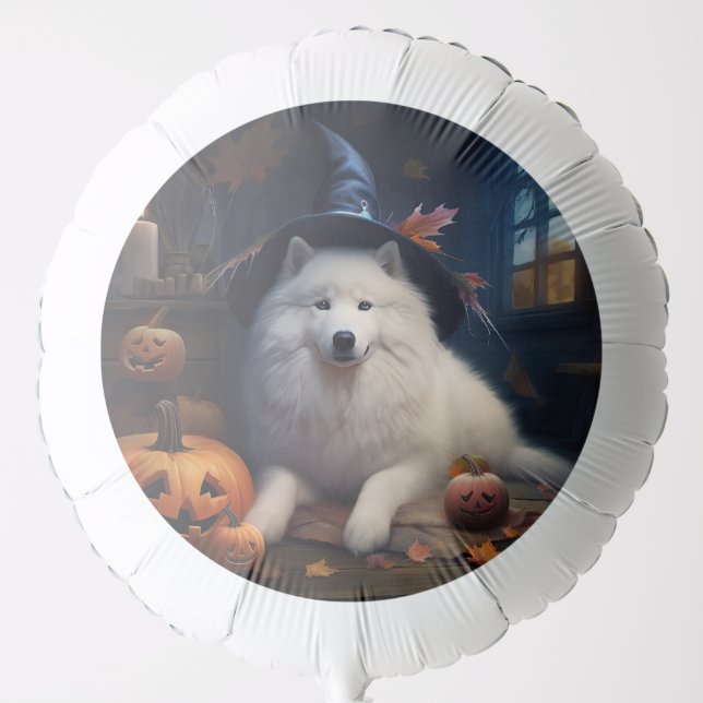 Samoyed Pumpkins Halloween Scary Balloon (Front)