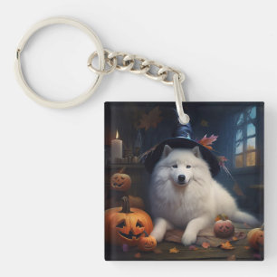 Samoyed Pumpkins Halloween Scary Keychain