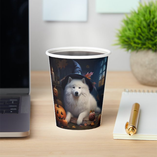 Samoyed Pumpkins Halloween Scary Paper Cups (Insitu)