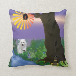 Samoyed Pup Kids Room Throw Pillow, 16 x 16 Throw Pillow