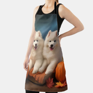 Samoyed Puppy Autumn Delight Pumpkin  Apron