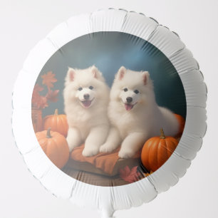 Samoyed Puppy Autumn Delight Pumpkin Balloon