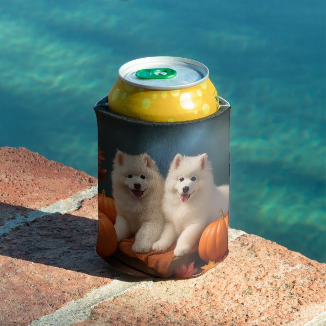 Samoyed Puppy Autumn Delight Pumpkin  Can Cooler (In Situ Pool)