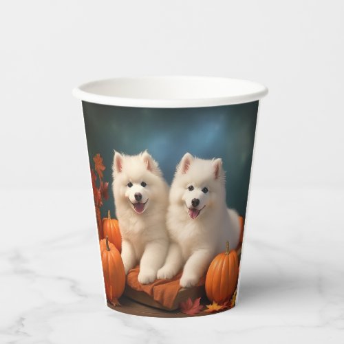 Samoyed Puppy Autumn Delight Pumpkin  Paper Cups