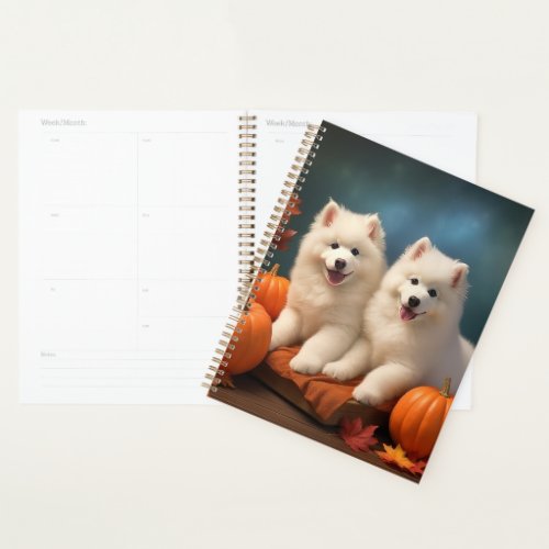 Samoyed Puppy Autumn Delight Pumpkin  Planner