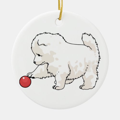 Samoyed Puppy Ceramic Ornament