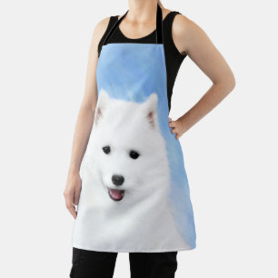 Samoyed Puppy Painting - Cute Original Dog Art Apron