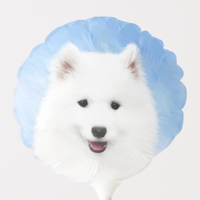 Samoyed Puppy Painting - Cute Original Dog Art Balloon (Front)