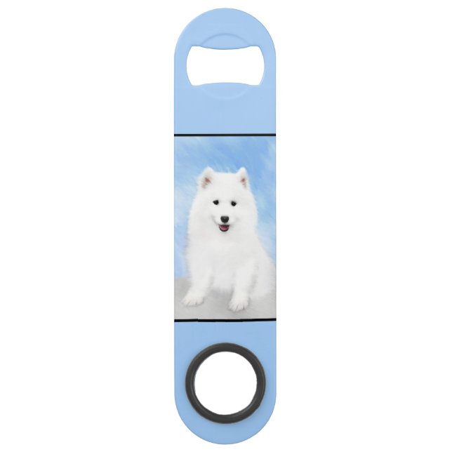 Samoyed Puppy Painting - Cute Original Dog Art Bar Key (Back)