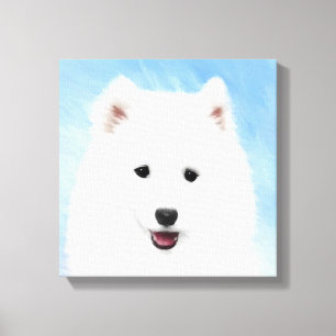 Samoyed Puppy Painting - Cute Original Dog Art Canvas Print