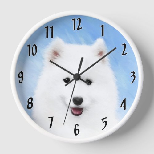 Samoyed Puppy Painting _ Cute Original Dog Art Clock