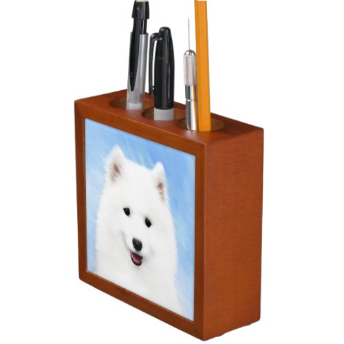 Samoyed Puppy Painting _ Cute Original Dog Art Desk Organizer