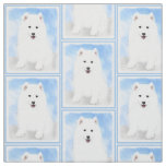 Samoyed Puppy Painting - Cute Original Dog Art Fabric