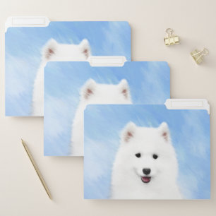 Samoyed Puppy Painting - Cute Original Dog Art File Folder