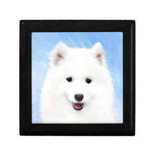 Samoyed Puppy Painting - Cute Original Dog Art Gift Box